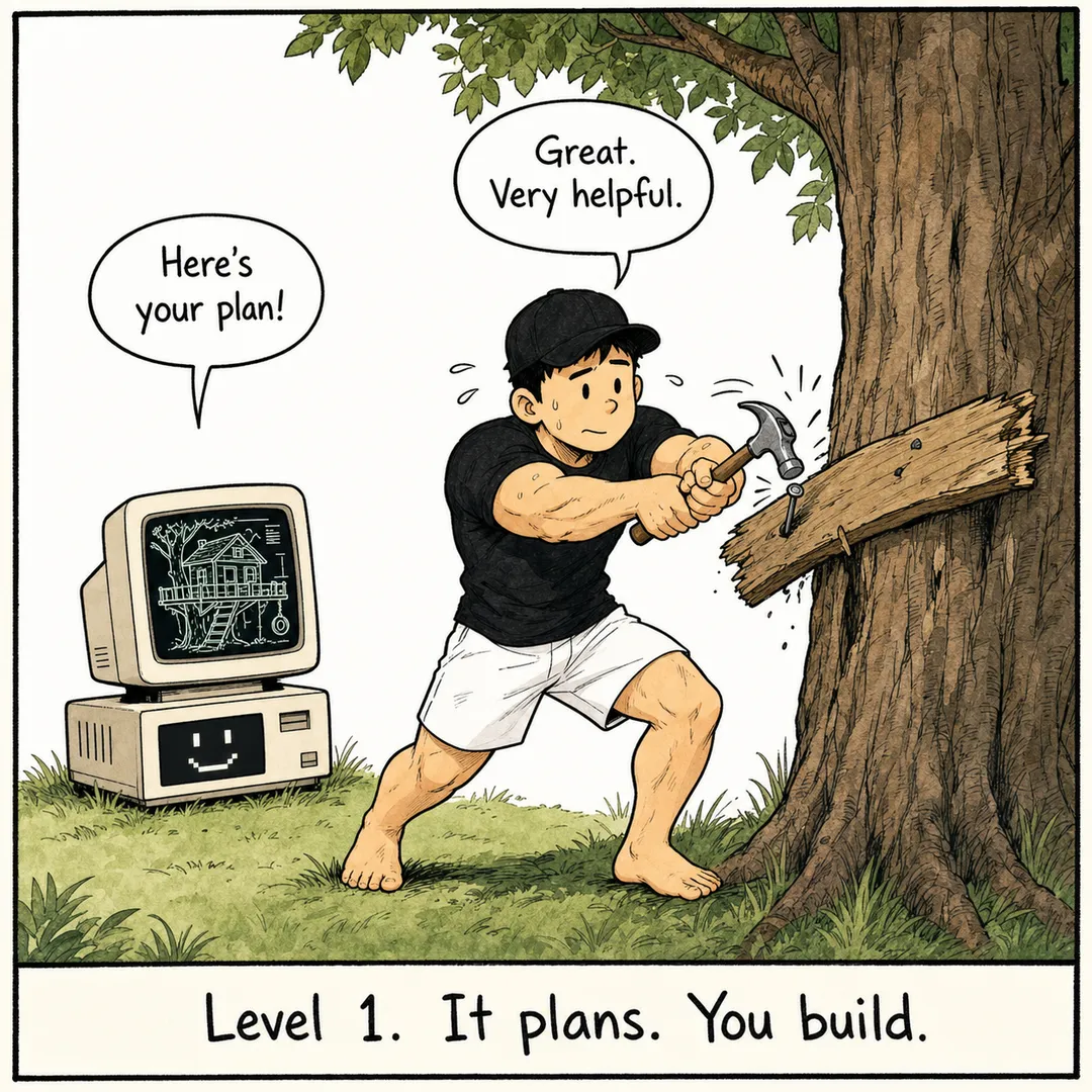 Level 1: It plans. You build.
